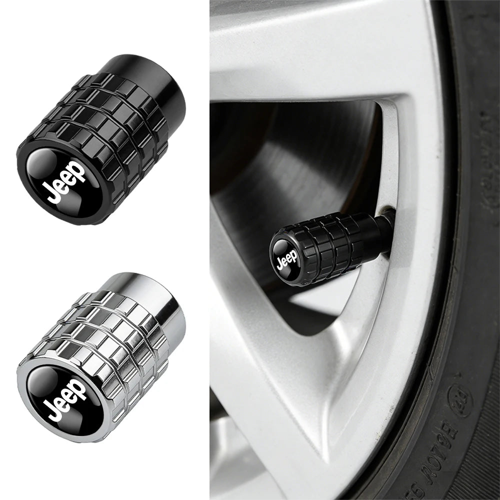 4Pcs Car Emblem Valve Cap Wheel Valves Dust Cover Tire Accessories For Jeep Wrangler Renegade Compass Gladiator Cherokee JL JK