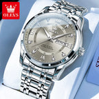 OLEVS 5513 reloj para hombre marca de moda Original reloj luminoso resistente al agua de cuarzo para hombre caja de reloj con calendario Dual de acero inoxidable
