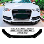3Pcs Front Bumper Splitter Spoiler Lip For Audi A5 S-Line S5 2012- 2017 Glossy Black Front Bumper Spoiler Diffuser Body Kit