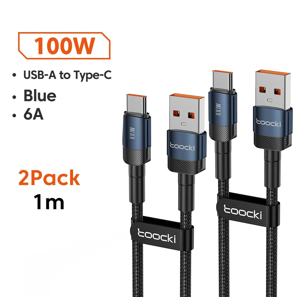 Toocki 6A Cable USB a tipo C para Huawei Xiaomi PD 100W cargador de carga rápida Cable de datos USB C carga rápida para Samsung Oneplus