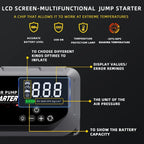 Portable 12V 8000A smart emergency car jump starter, with emergency air pump, flashlight, and power bank. Suitable for all car