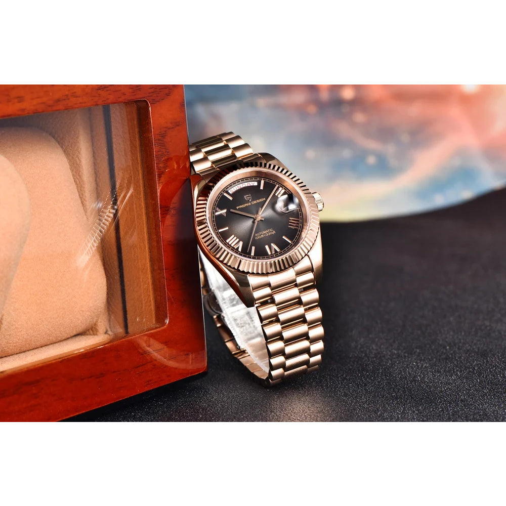 2025 New PAGANI DESIGN Men's Watch DD36 Rose Gold Luxury Automatic Watch For Men Mechanical Wristwatches Sapphire Mirror Clock