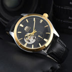 Orient Double Lion Watch Japanese Fully Automatic Mechanical Watch Hollowed Out Business Men's Watch Leather Strap