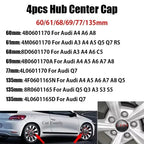 Audi 4pcs 60mm 61mm 68mm 69mm 123mm Car Styling Wheel Center Cap Hub Covers Badge for Audi A3 A4 A5 A6 A7 A8 S4 S6 Sticker