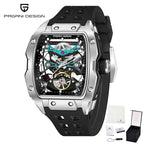 PAGANI DESIGN-reloj mecánico automático para hombre, barril de vino, tienda, estilo Venom, resistente al agua, lente de zafiro de goma, hueco