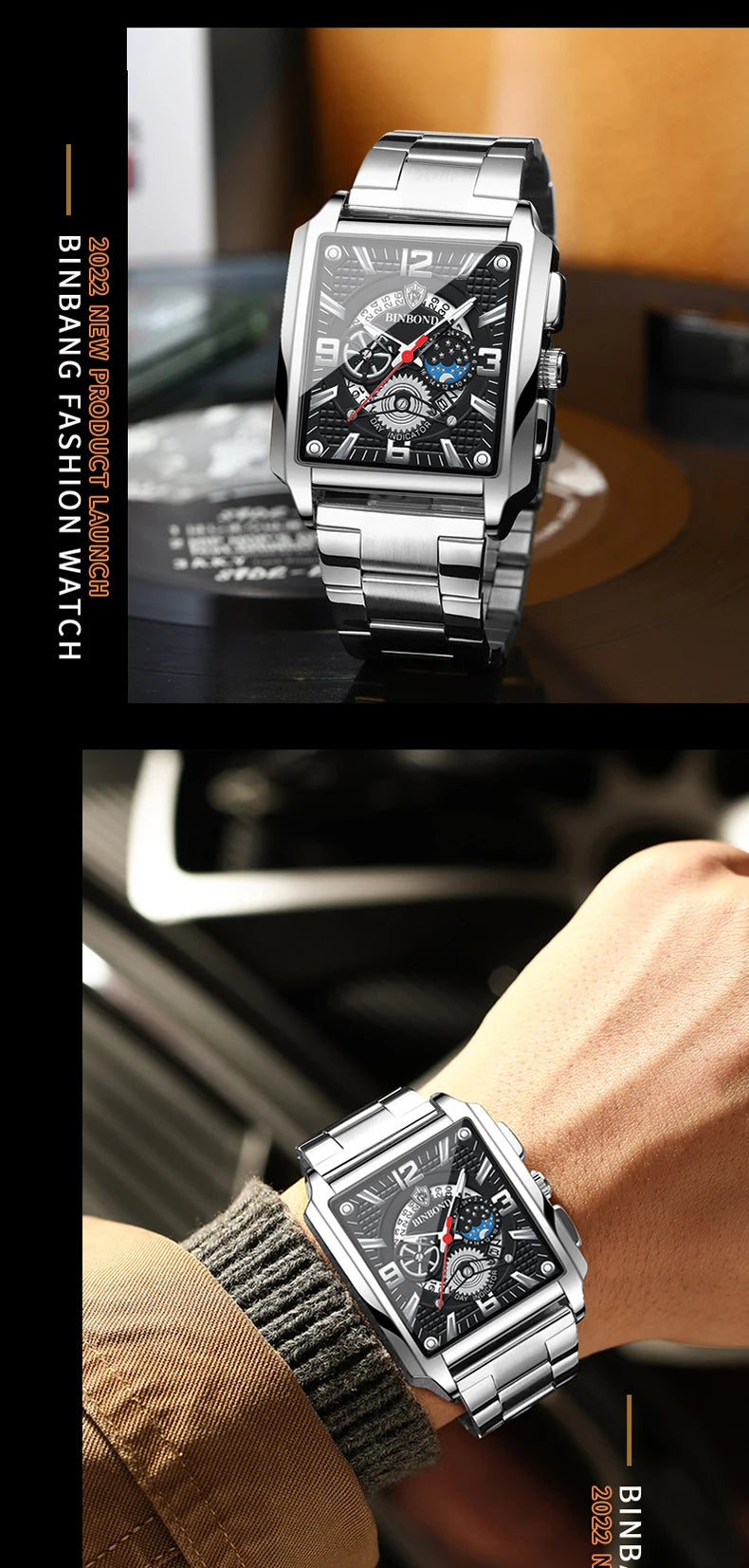 BINBOND Luxury quartz wristwatches luminous waterproof auto date chronograph men's watch business sport fashion casual reloj