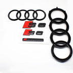 273mm 192mm Car Styling Hood Front Bonnet Grill Rear Trunk Emblem Badge Stickers Glossy Black Accessories For Audi S6 2020-2023