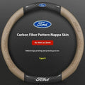 For Ford Mondeo Focus Raptor Puma Edge Explorer Ecosport Ranger F150 Kuga Car AntiSlip Carbon Fiber Leather Steering Wheel Cover