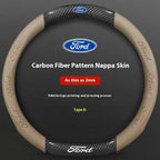 For Ford Mondeo Focus Raptor Puma Edge Explorer Ecosport Ranger F150 Kuga Car AntiSlip Carbon Fiber Leather Steering Wheel Cover