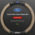 For Ford Mondeo Focus Raptor Puma Edge Explorer Ecosport Ranger F150 Kuga Car AntiSlip Carbon Fiber Leather Steering Wheel Cover