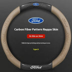 For Ford Mondeo Focus Raptor Puma Edge Explorer Ecosport Ranger F150 Kuga Car AntiSlip Carbon Fiber Leather Steering Wheel Cover