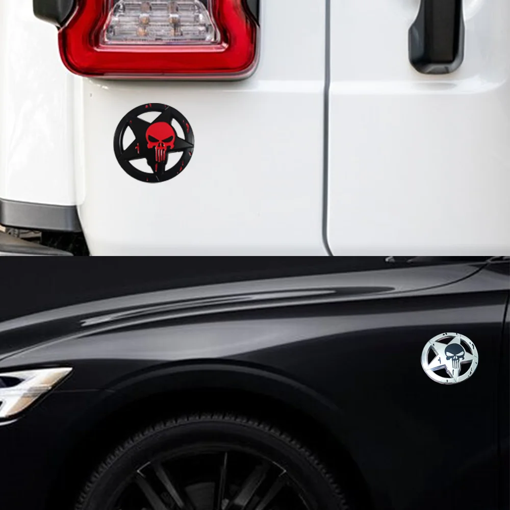 Metal 3D Skull Car Stickers Applicable to the Trunk, Car Doors, Bumpers, Rear Windshield and Fenders of Automobiles