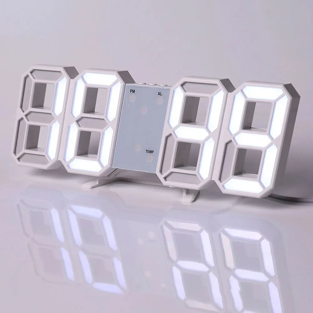 Reloj despertador Digital LED 3D de mesa, reloj de pared, tiempo/fecha/temperatura para el hogar, cocina, oficinas, decoración, relojes de jardín