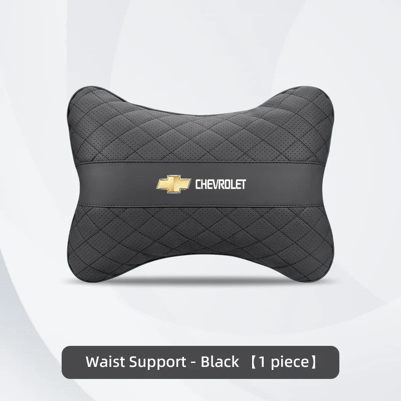Nappa Leather Car Headrest Neck Pillow Waist Cushioning For Chevrolet Spark Captiva Cruze Malibu Equinox Trax Camaro Blazer