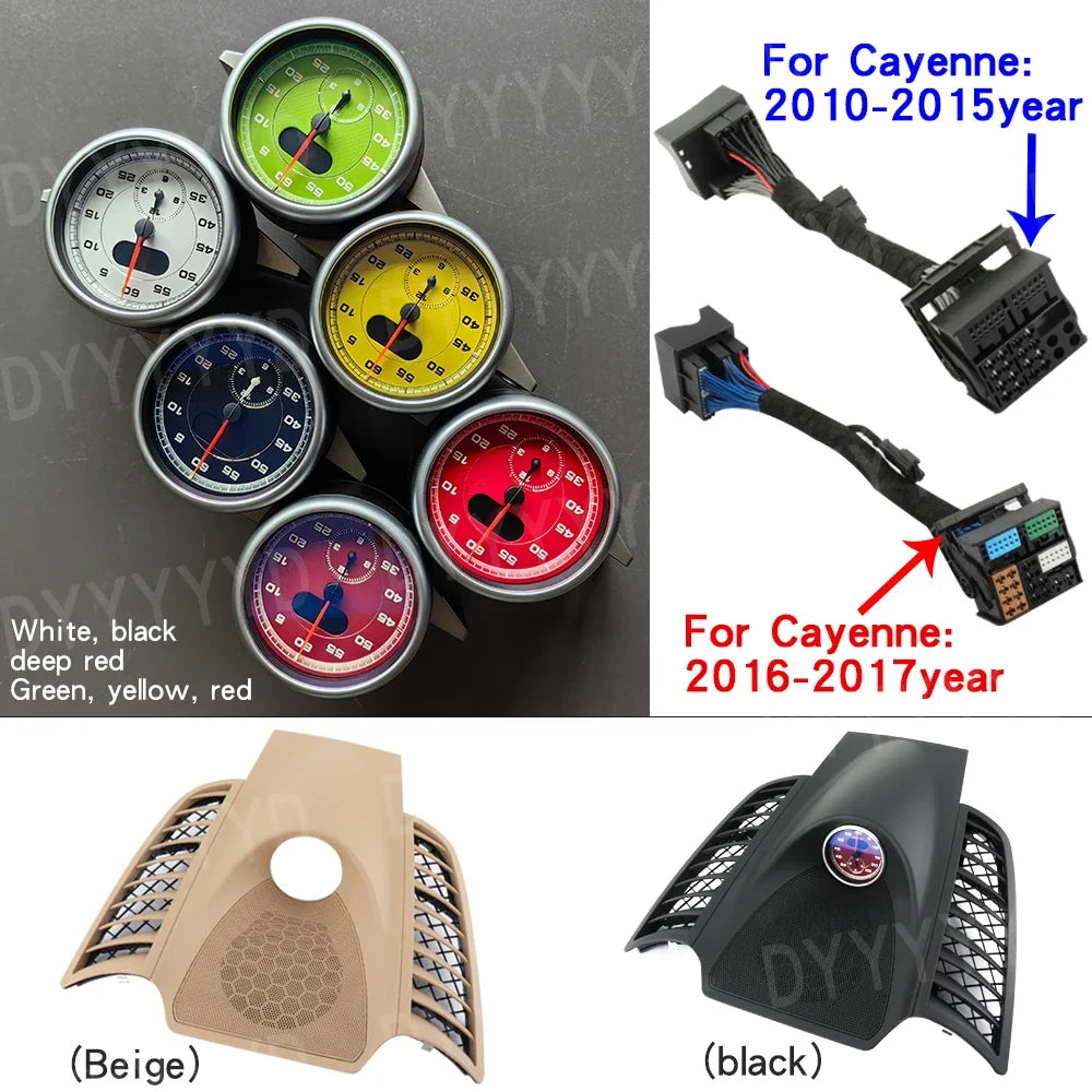 Car Stopwatch Panel Cover For Porsche Cayenne 958 chrono watch Interior Center Dashboard Clock Compass Modification Accessories