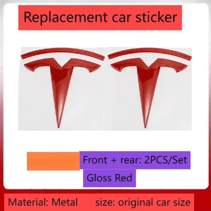 metal For Tesla- Car Front Emblem Rear Trunk Emblem Suitable for Model 3 Mode Y logo replacement rear and rear logos blackening