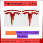 metal For Tesla- Car Front Emblem Rear Trunk Emblem Suitable for Model 3 Mode Y logo replacement rear and rear logos blackening