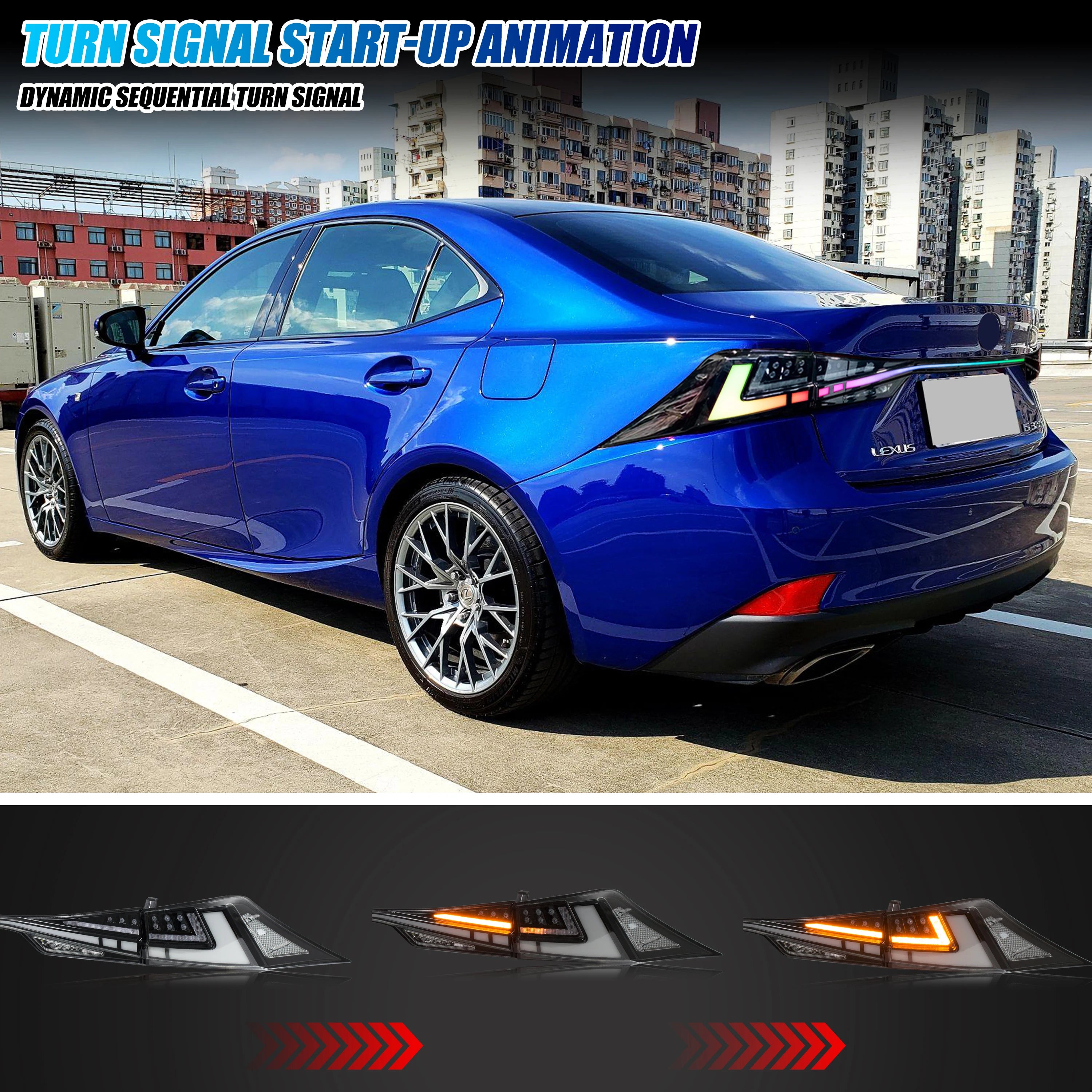 LED RGB Tail Lights for Lexus IS250 IS350 IS200t IS300 ISF 2014-2020 3IS Sequential Turn Signal Rear Trunk Lid Lamps Assembly