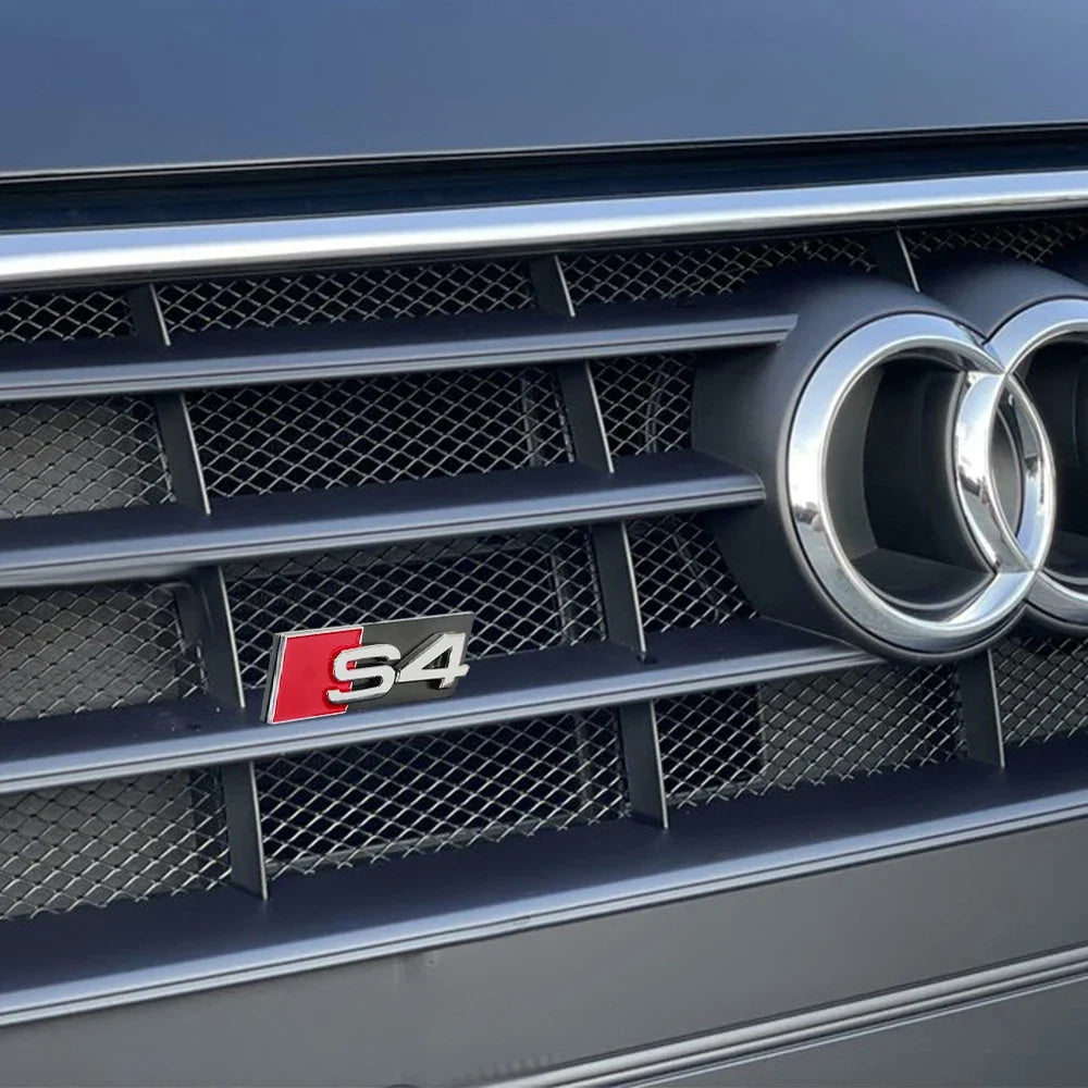 1pc ABS For Audi S4 S3 S5 S6 S7 S8 Letters Car Front Grille Hood Badge Emblem Logo Stickers Auto Exterior Decoration Accessories