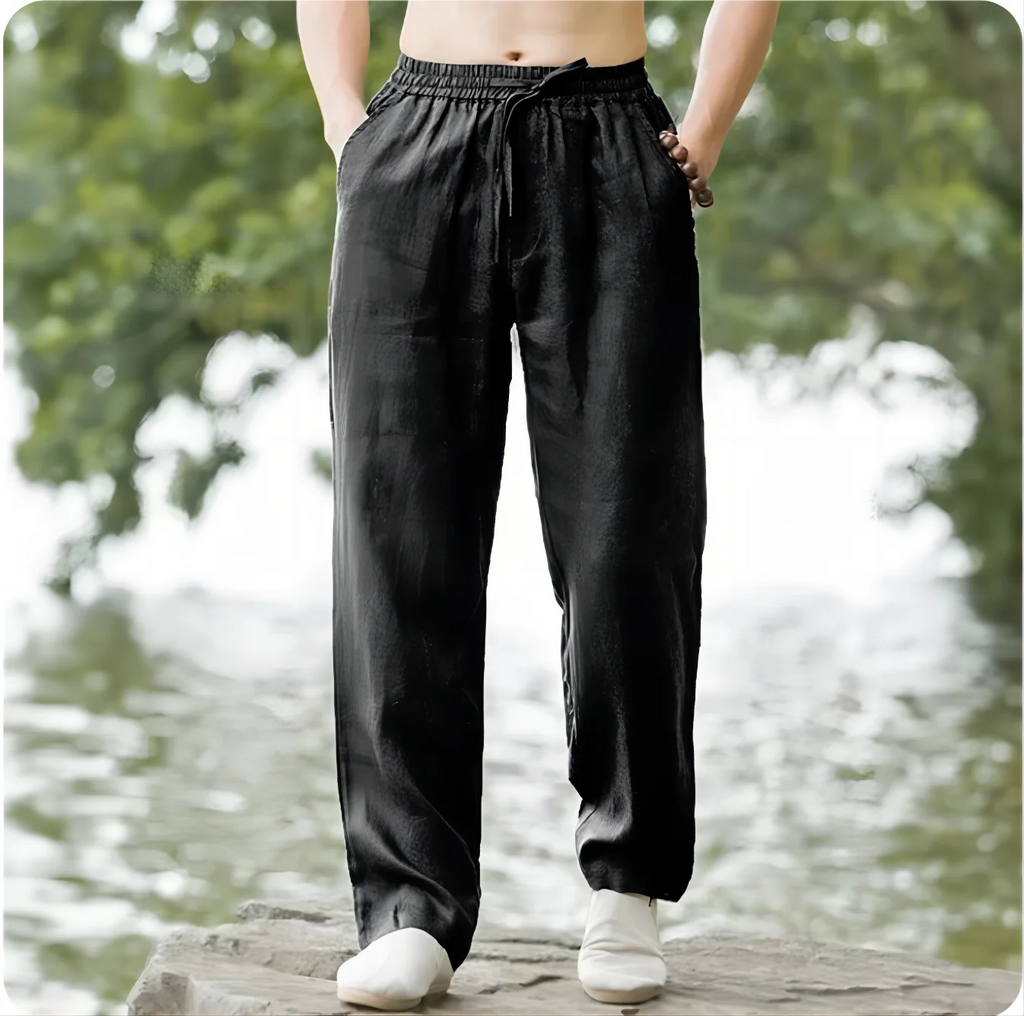 2025 new men's cotton and linen pants, loose and cool casual pants, elastic waist pants, casual oversized street wear, lightweig