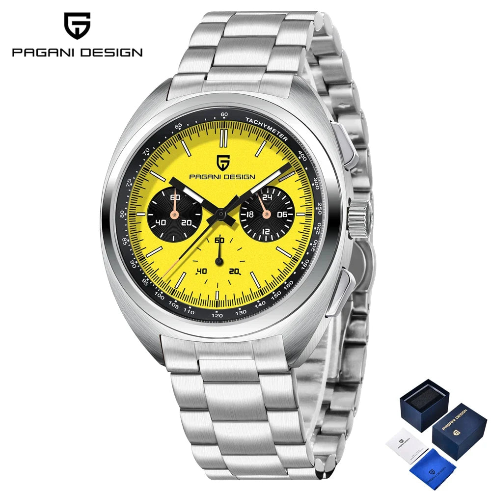 PAGANI DESIGN Panda Mens Watches Quartz Luxury Watch For Men Chronograph VK63 Wristwatches AR Sapphire Waterproof Luminous Clock