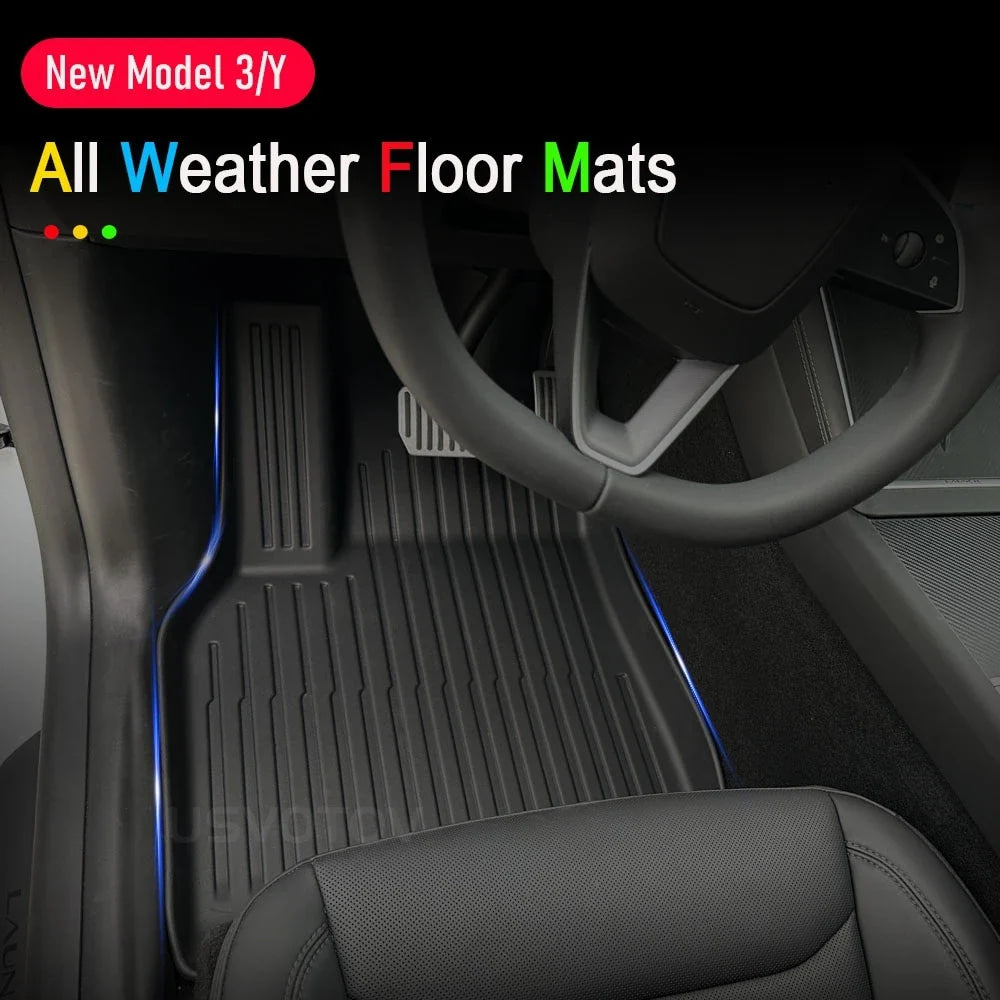 Floor Mats for Tesla Model Y 2025 2026 Juniper All Weather Trunk Mat Kick Pads Cargo Frunk Liners Seatback Protector Accessories