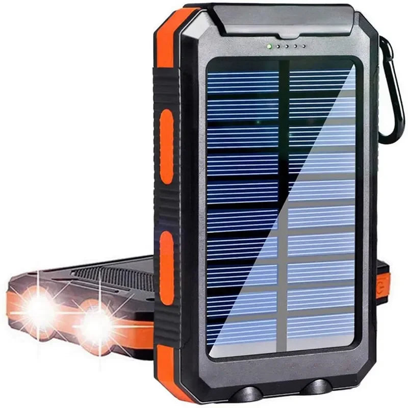 Banco de energía solar de 38800 mAh con cable incorporado, fuente de alimentación móvil universal liviana y de gran capacidad para teléfonos móviles