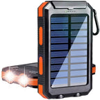 Banco de energía solar de 38800 mAh con cable incorporado, fuente de alimentación móvil universal liviana y de gran capacidad para teléfonos móviles