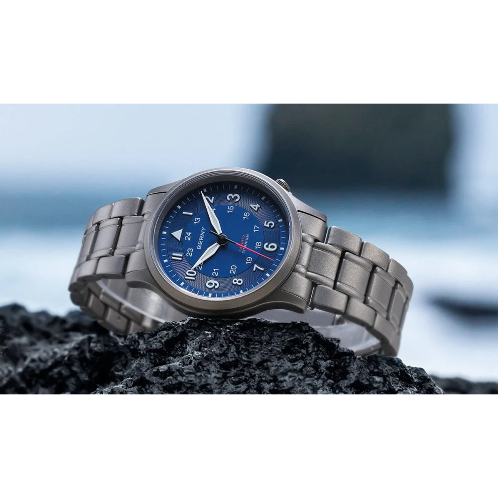 BERNY Full Titanium Watches for Men Outdoor Quartz Men's Field Wristwatch VH31 Super Luminous Sapphire Easy Read Watch