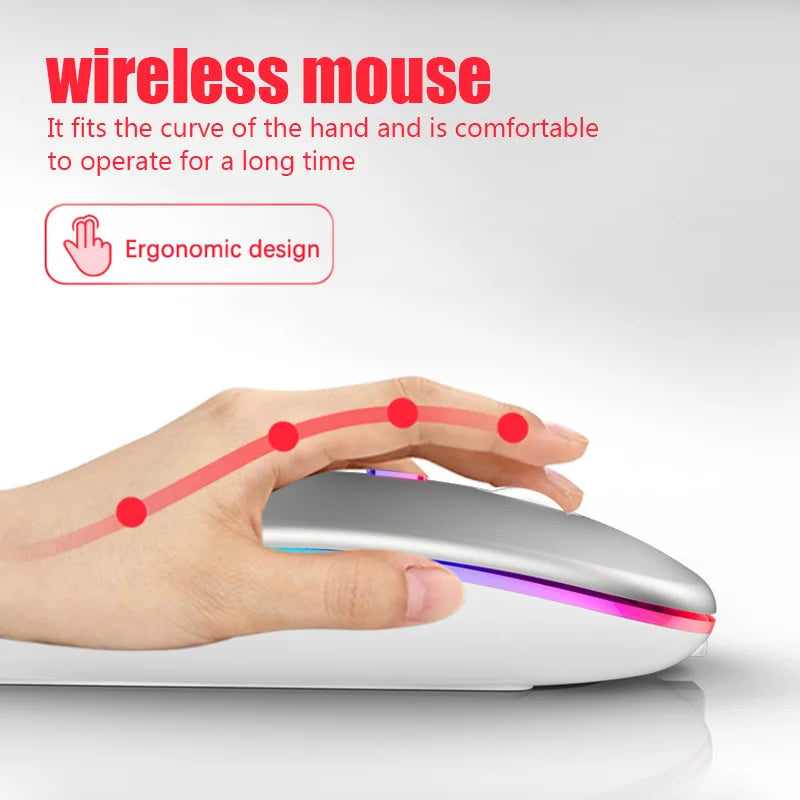 Ratón inalámbrico Bluetooth recargable con 2,4 GHz USB RGB 1600DPI ratón para ordenador portátil tableta PC Macbook Gaming Mouse Gamer