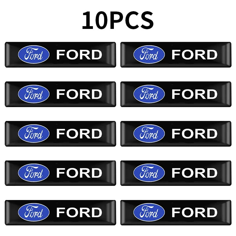 10Pcs 3D Car Styling Epoxy Emblem Badge Stickers Goods Auto Accessories For Ford Focus mk2 mk3 Fiesta Fusion Ranger Mondeo Kuga