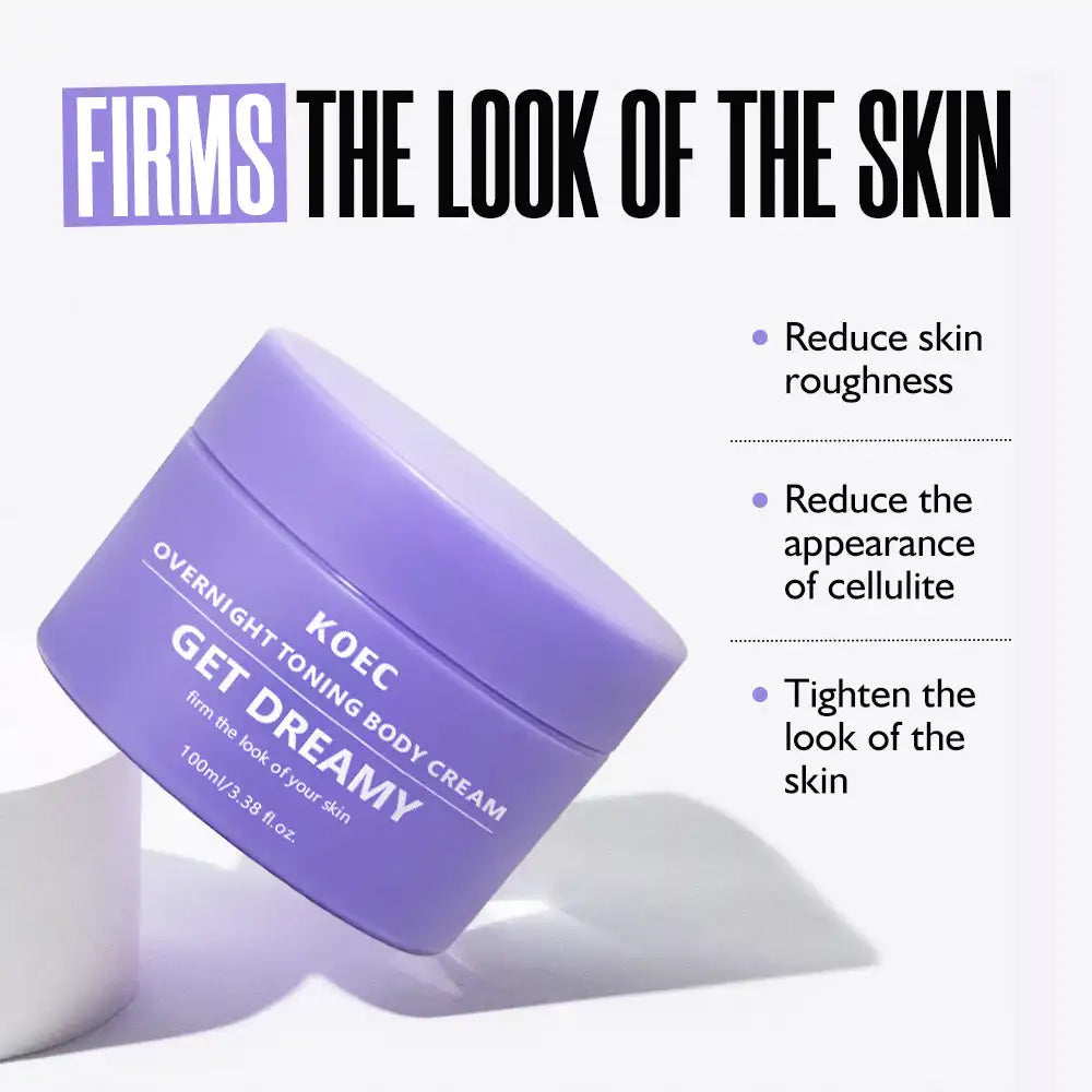 100ml KOEC Overnight Toning Get Dreamy Body Cream Tightening Firming Reduce Cellulite Roughness Shea Butter Lavender Coconut Oil