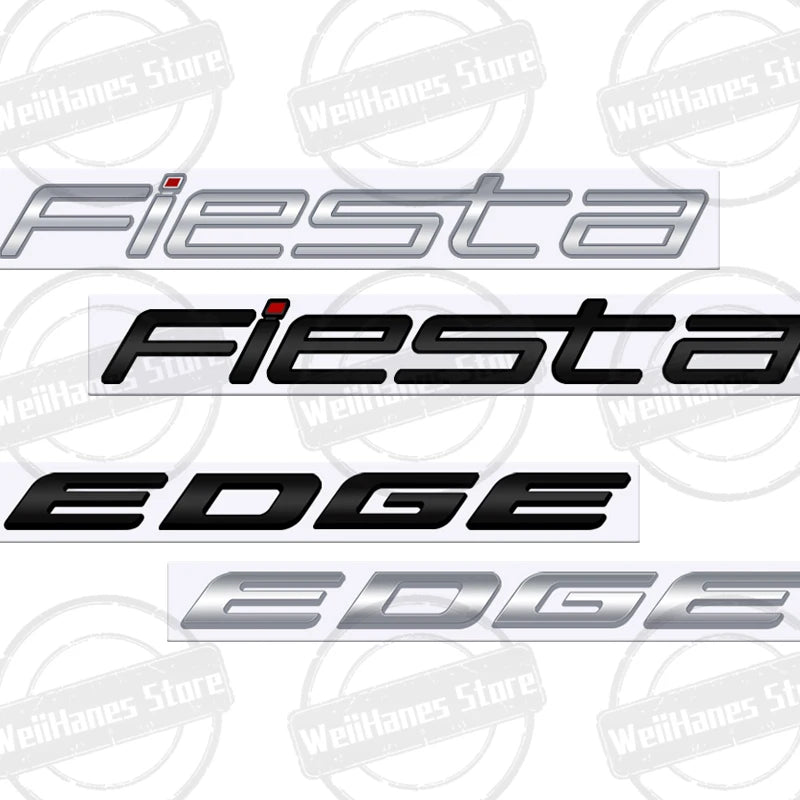 Metal 3D For Ford Fiesta Edge Badge Letter Logo Car Rear Trunk Body Sticker Emblem Glossy Black Accessories