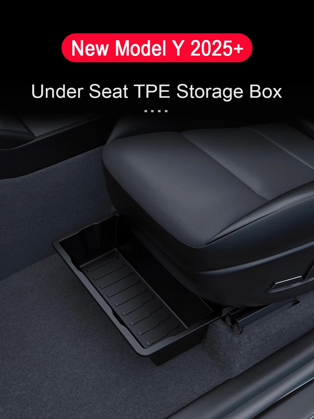 TPE Under Seat Storage Box For Tesla Model Y Juniper 2025 Center Console Organizer Bin Front Backseat Bag Trash Tray Accessories