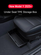 TPE Under Seat Storage Box For Tesla Model Y Juniper 2025 Center Console Organizer Bin Front Backseat Bag Trash Tray Accessories