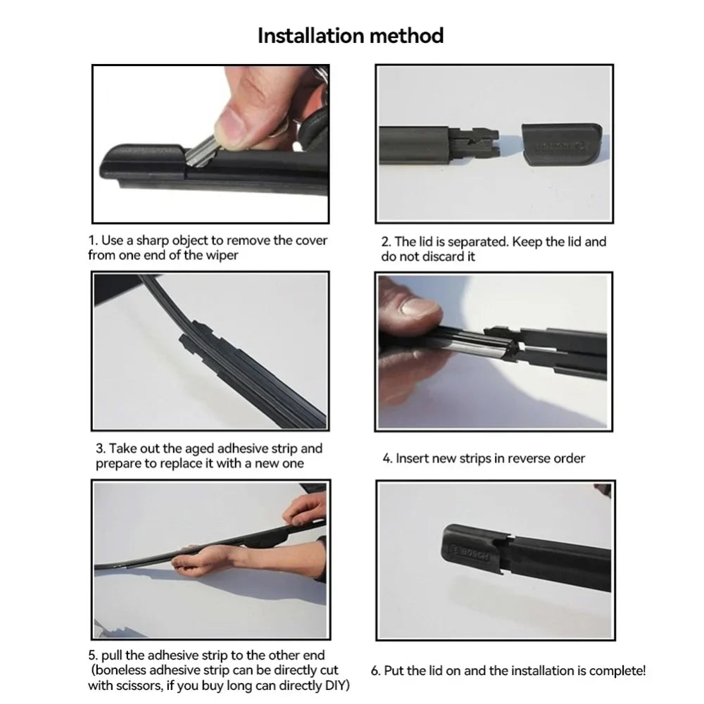 14" - 28" Car Wiper Blade Windscreen Wipers Insert Natural Rubber Strip 6mm Windscreen FR Wipe Car Accessories