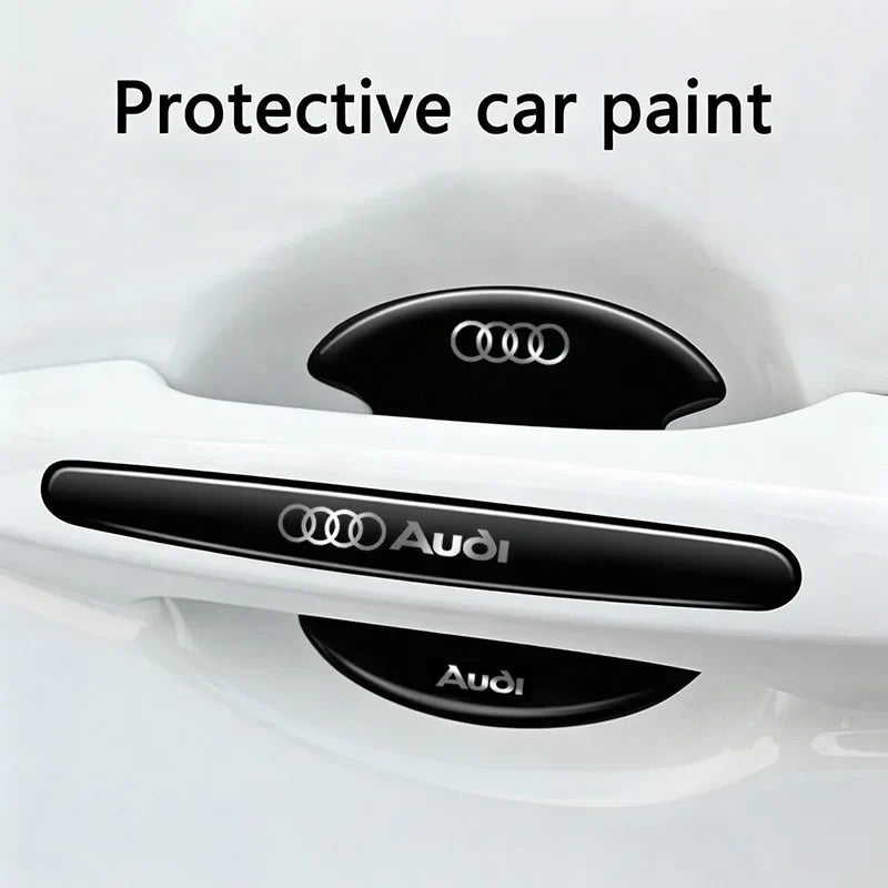 8pcs Car Door Handle Bowl Anti Scratch Stickers Anti-collision Auto Protective Film For Audi A3 A4 A5 A6 A7 A8 Q3 Q5 Q7 S3 Decal