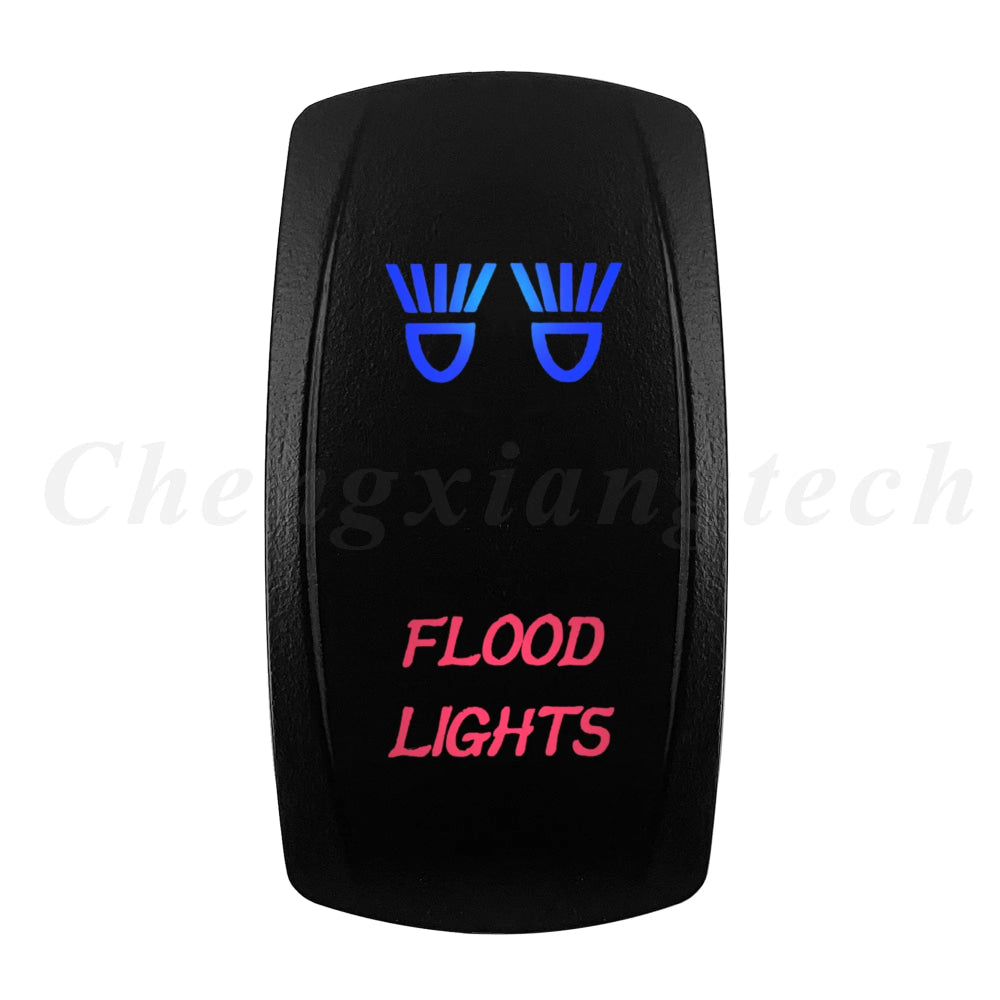 Waterproof 5 Pins SPST On/Off Rocker Switch Blue & Red Led 20A/12V 10A/24V Toggle Switch GPS for Cars,Trucks, RVs, Boats