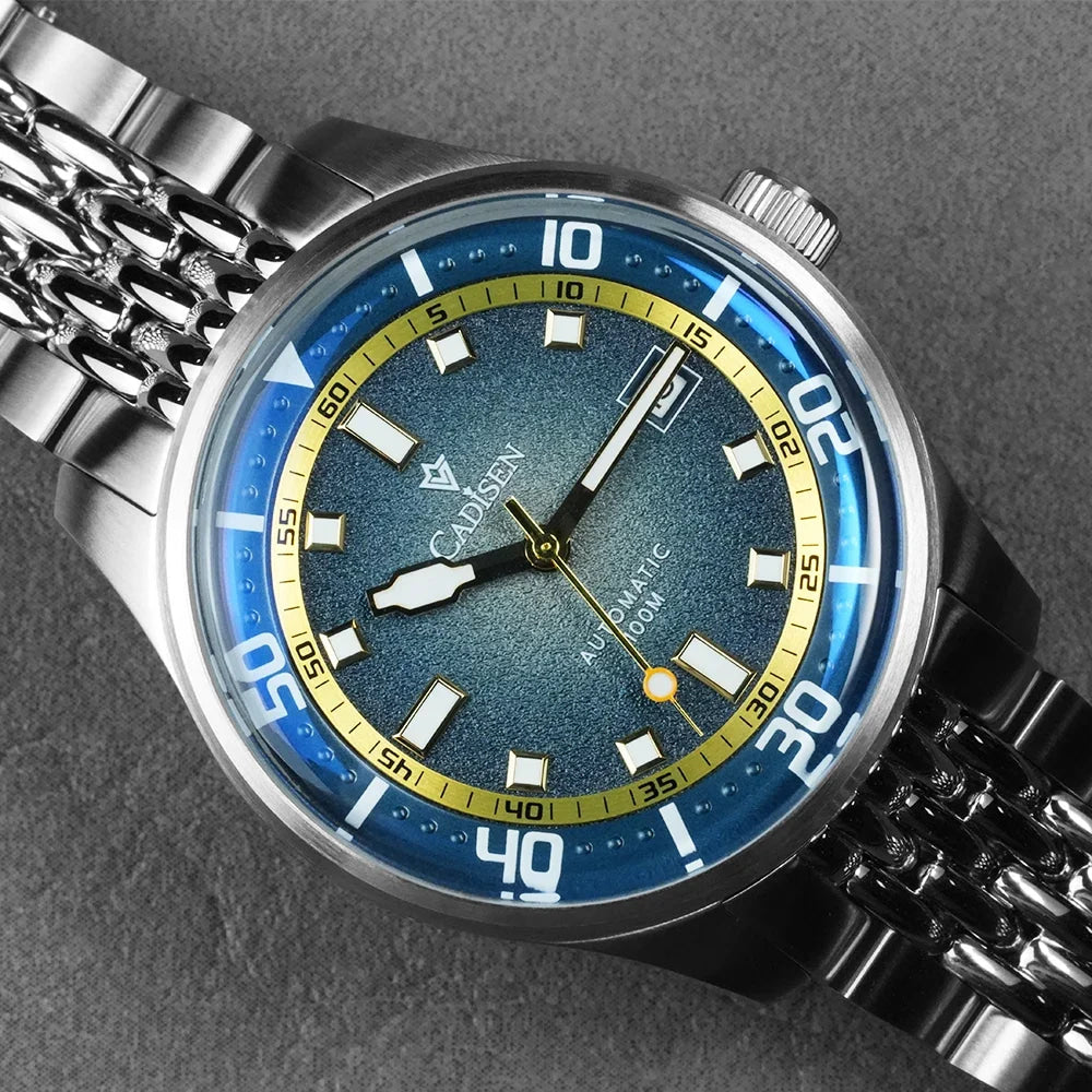 CADISEN Automatic Mechanical Watch Man Silver Business Casual Waterproof Watch Japan MIYOTA 8215 Movement Domed Glass Mens Watch
