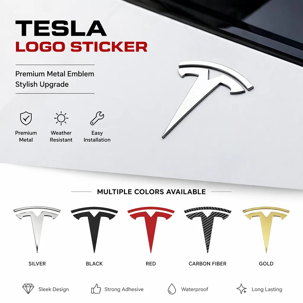 CAR Tesla Model 3 Mode Y Zinc Alloy Car Front Hood Logo Sticker Styling Auto Body Rear Trunk Emblem with Radian Accessories