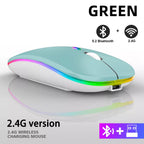 Ratón inalámbrico Bluetooth recargable con 2,4 GHz USB RGB 1600DPI ratón para ordenador portátil tableta PC Macbook Gaming Mouse Gamer