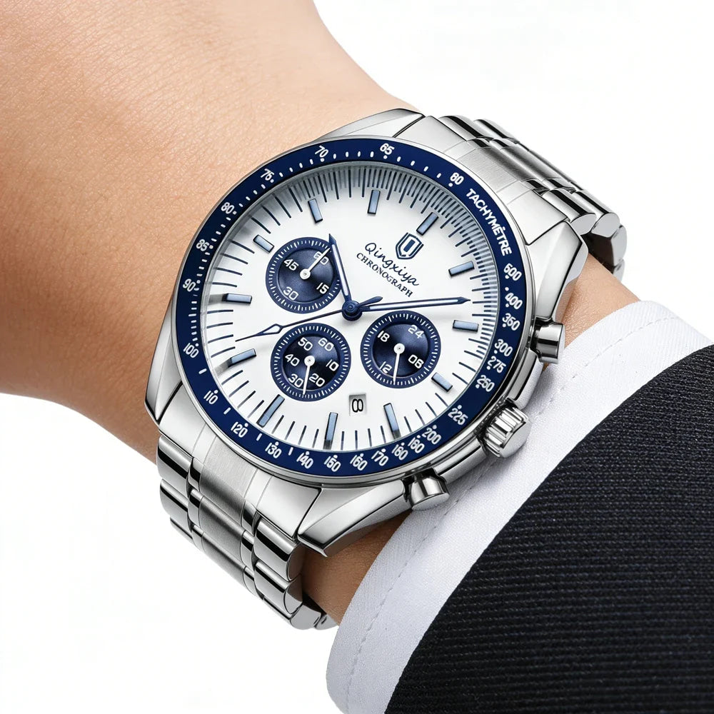 New Men Watch Calendar Business Quartz Watches Mens Top Brand Luxury Sport Waterproof Luminous Stainless Steel Man Wristwatches