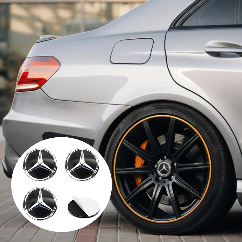 4 PCS 56mm 60mm 65mm Suitable for Mercedes Benz AMG Class W206 W205 W203 GLC Car Hub Cap Center Sticker Logo Badge Sticker