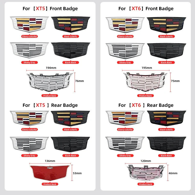 1pcs 3D ABS Car Front Grille Center Emblem Badge Rear Trunk Sticker Accessories For Cadillac CT4 CT5 CT6 XT4 XT5 XT6 XTS ATS