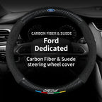 For Ford Mondeo Focus Raptor Puma Edge Explorer Ecosport Ranger F150 Kuga Car Suede Carbon fiber Anti-slip Steering Wheel Cover