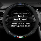 For Ford Mondeo Focus Raptor Puma Edge Explorer Ecosport Ranger F150 Kuga Car Suede Carbon fiber Anti-slip Steering Wheel Cover
