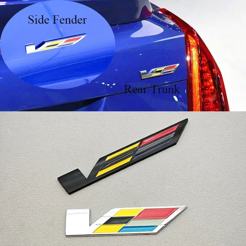 3D Metal Car Sticker Logo V Rear Trunk Badge Fender Side Emblem Decals For Cadillac ATS CTS CT4 CT5 XT6 Auto Accessories