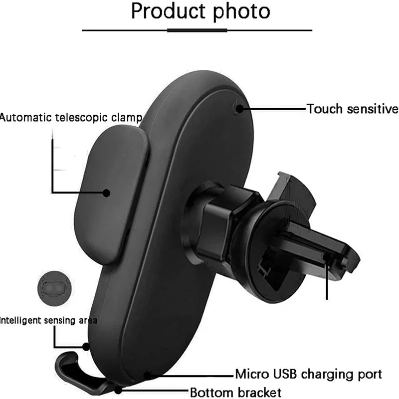 Cargador inalámbrico de 30W para coche, soporte para salida de aire, soporte para teléfono de coche, cargador de carga inalámbrico rápido infrarrojo inteligente giratorio