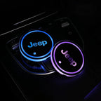2Pcs LED Car Luminous Water Cup Pad Atmosphere Light Auto Accessories For Jeep Wrangler Renegade Compass Gladiator Cherokee Patr