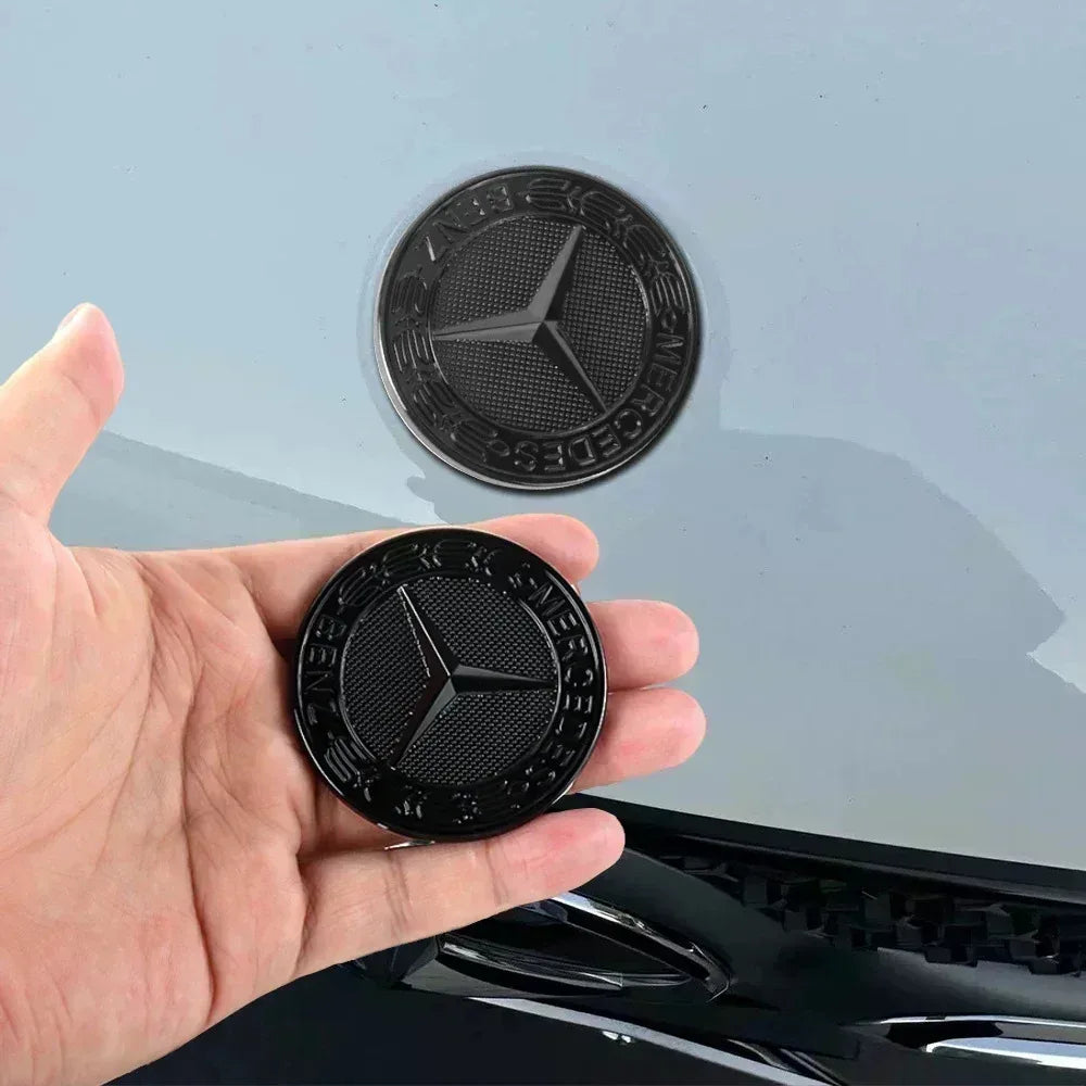 57mm ABS Car Flat Hood Emblem Sticker Front Badge Logo For Mercedes Benz AMG C180 E300 S200 W206 W205 A0008171801 Accessories